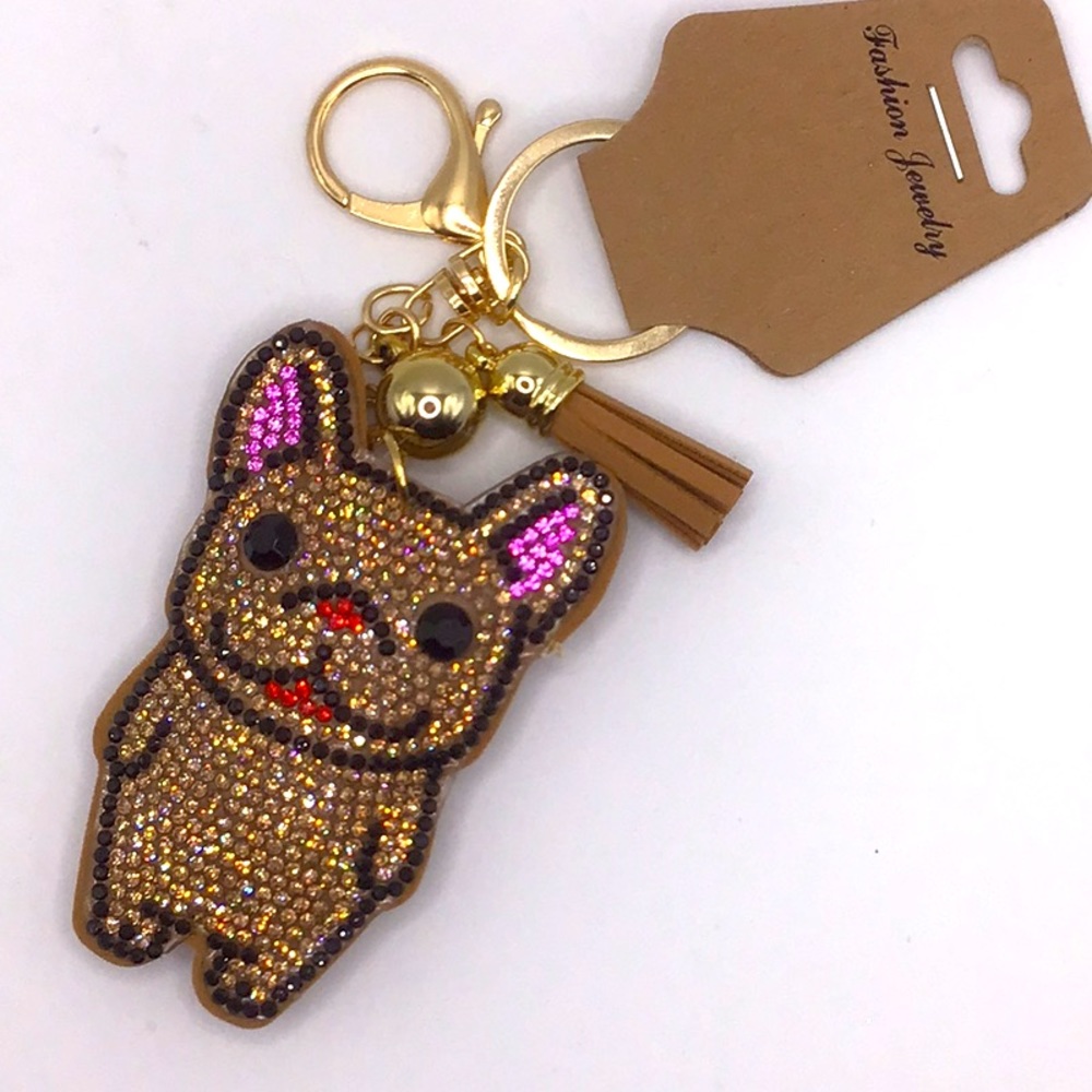 New Puffy Bulldog Tassel Keychain